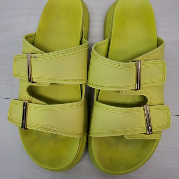 Madden‎ Girl Kingsley Lime Green Double Strap Slide Sandals Size 10M Platform - Picture 3 of 16